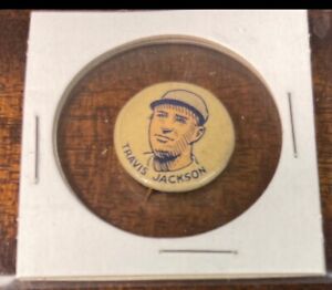 1930 CRACKER JACK BASEBALL PIN TRAVIS JACKSON NEW YORK GIANTS PR4 PIN BACK HOF