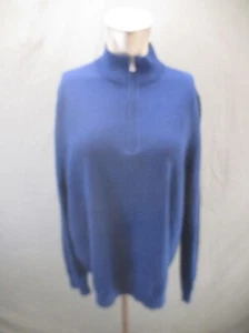 NORDSTROM Size L Mens Blue 100% Merino Wool 1/2 Zip Stand Collar Pullover 183 - Picture 1 of 12