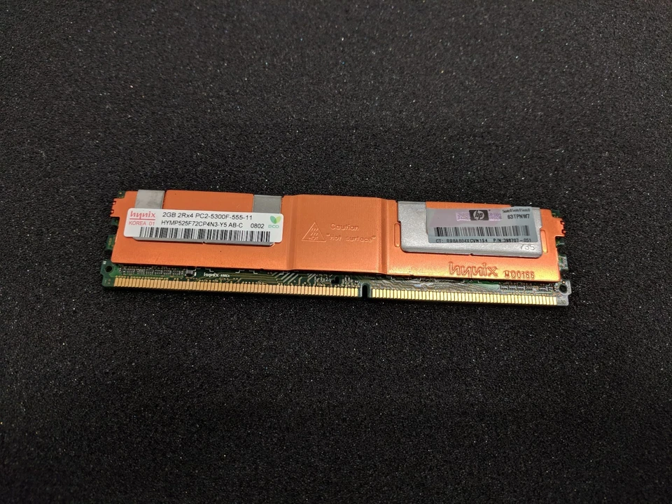 HYNIX 2GB ECC PC2-5300 DDR2-667MHZ 240-PIN HYMP525F72CP4N3-Y5 HP 398707-051 - Image 1 of 1