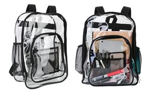 Heavy Duty Transparent Backpack See Through Book-bag Waterproof Clear Backpack - Picture 1 of 12