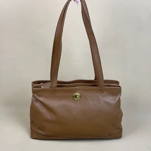 Pure Luxuries Schultertasche Achsel Handtasche Leder Reißverschluss braun mittel Beuteltasche seitlich - Bild 1 von 12