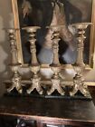 Pair Large Vintage Brass Candlestick , WithFaux Marbled Bases 2pairs Available 2