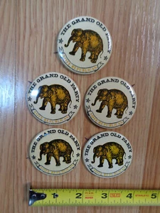 1960/70er Vintage Abstimmung Republikanischer Elefant Wahl Pins x5 The Grand Old Party - Bild 1 von 2