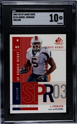 ANDRE JOHNSON ROOKIE CARD 2003 Upper Deck Game-Used Debut  /600 SP *GEM MINT 10* - Image 1 of 2