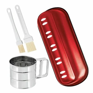 Weihnachts-Set bestehend aus Stollenform, Puderzuckersieb,2 Backpinsel, 4-teilig - Bild 1 von 3