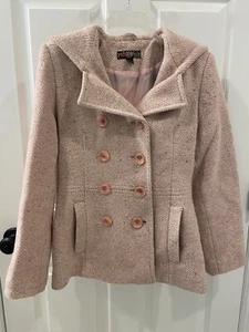 Damenmantel matschig rosa Wollmischung mit Kapuze Größe S (EUC) - Bild 1 von 8