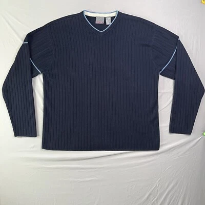 Quiksilver Sweater Mens X-Large Blue V Neck Pullover Long Sleeve Vtg Y2K *Read - Image 1 of 4