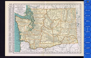 Mapa del estado de Washington - Mapa de 1932 con impresión de bonificación  - Imagen 1 de 2