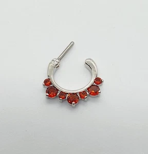 Daith silver surgical steel Ring Helix Cartilage Tragus Piercing CLICKER crystal - Picture 1 of 1