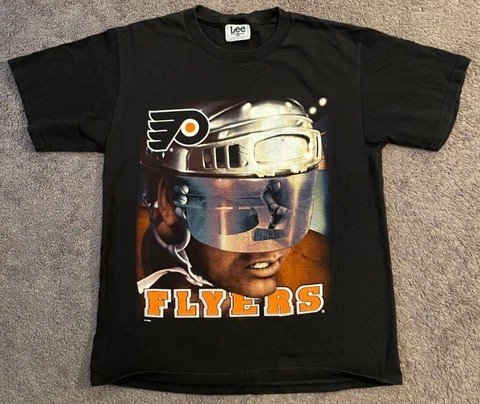 Men's Vintage Lee Sports Nutmeg NHL Philadelphia Flyers Black T-Shirt Large Cover