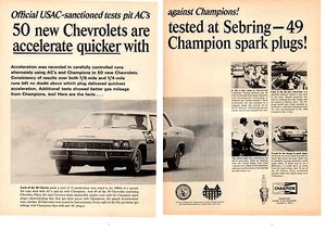 1966 CHEVROLET IMPALA / TESTED AT SEBRING  ~  ORIGINAL TWO-PAGE CHAMPION AD - Picture 1 of 1