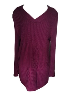 liz me 0x 14/16 Magenta langer Pullover Kabelstrick 100 % Baumwolle V-Ausschnitt kostenloser Versand - Bild 1 von 8
