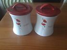Set Of 2 Collectable Dunelm Poppy Poppies Tea And Coffee Cannister Jars