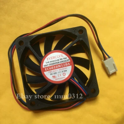 1pcs  EVERCOOL EC6010M12BA DC12V 0.16A 3 wire 60*10MM cooling fan 3pin - Image 1 of 3