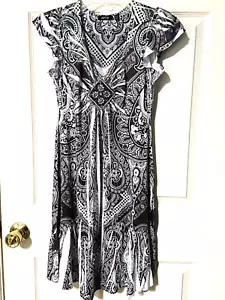 $29 NEW APT. 9 PXS Paisley Cap Sleeve Dress Womens Bohemian Stretch Petite XS - Picture 1 of 7