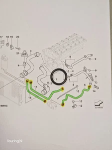 BMW 5er E39 Kühlsystem- Wasserschlauchführung O-Ring Dichtring M54 M52TU Motoren - Bild 1 von 5
