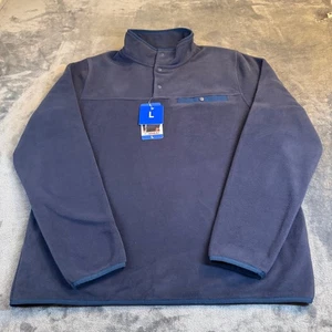 32 Degrees Heat Fleece Snap Neck Pullover Sweatshirt Mens Large Blue NWT - Picture 1 of 11
