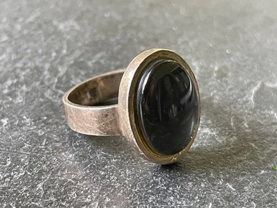 Anillo Esterlina Antiguo Vintage Único Talla 9 Piedra Tono Gris Negro FDC Cambio de Color Foto 1 de 4