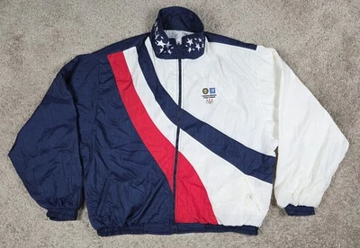 USA Olympic Mens 3XL Full Zip Lined Track Jacket Red White Blue - Image 1 of 4