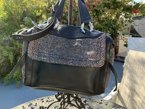 Aimee Kestenberg Leather Black and Silver Crossbody Shoulder Stud Bag Mint - Picture 1 of 20