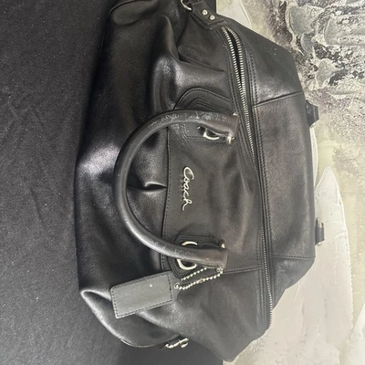 Coach Ashley F15445 Black Silver Accents Leather Satchel Shoulder Purse Hand Bag - Image 1 of 4