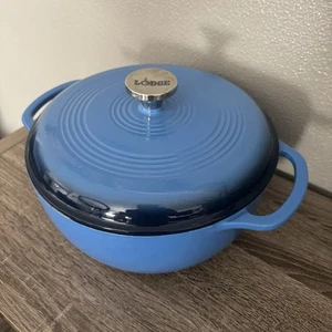 Lodge 6 Quart blau emailliert Gusseisen Dutch Oven rund zwei Griffe ofenfest Neu ohne Verpackung - Bild 1 von 16