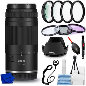 Canon RF 75-300mm f/4-5.6 Lens 7155C002 - 9PC Accessory Bundle - Picture 1 of 2
