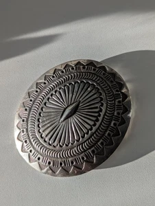 Vintage Navajo Sterling Silber Concho Stampwork Gürtelschnalle - Morgan - Bild 1 von 5