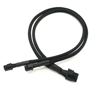 Dual Mini 6 Pin to 8 Pin PCI Express Video Card Power Adapter Braided Sleeved... - Picture 1 of 5