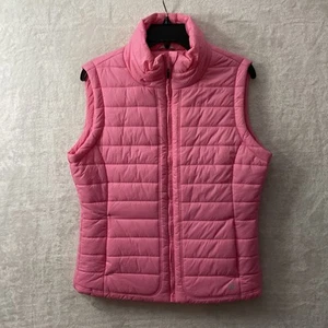 Chaleco acolchado recto para mujer Chaqueta Rosa liso Grande Poliéster Mangas Cremallera - Imagen 1 de 8