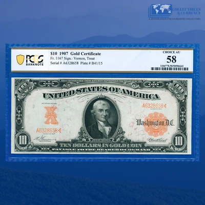Fr.1169 1907 $10 Dollars Gold Certificate "HILLEGAS NOTE", PCGS AU 58 #28658 - Image 1 of 3