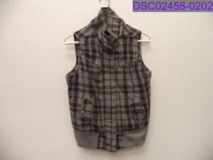 Junior Size Small Roxy Winter Vest Gray Black Purple Plaid 14" Bust - Picture 1 of 4
