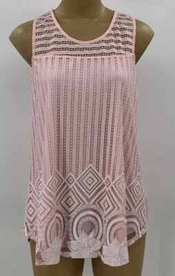 Siren Lily Maternity Women SIZE M Pink Top Blouse Sheer Lined Dots Sleeveless - Image 1 of 4