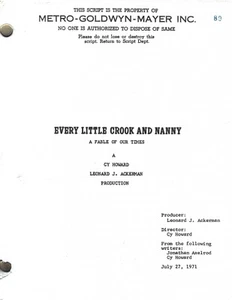 EVERY LITTLE CROOK AND NANNY guión de película original Victor Mature, Lynn Redgrave - Imagen 1 de 1
