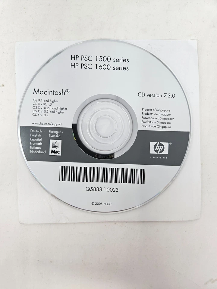 HP PSC 1500, 1600 Series Version 7.3.0 CD Macintosh - Image 1 of 1