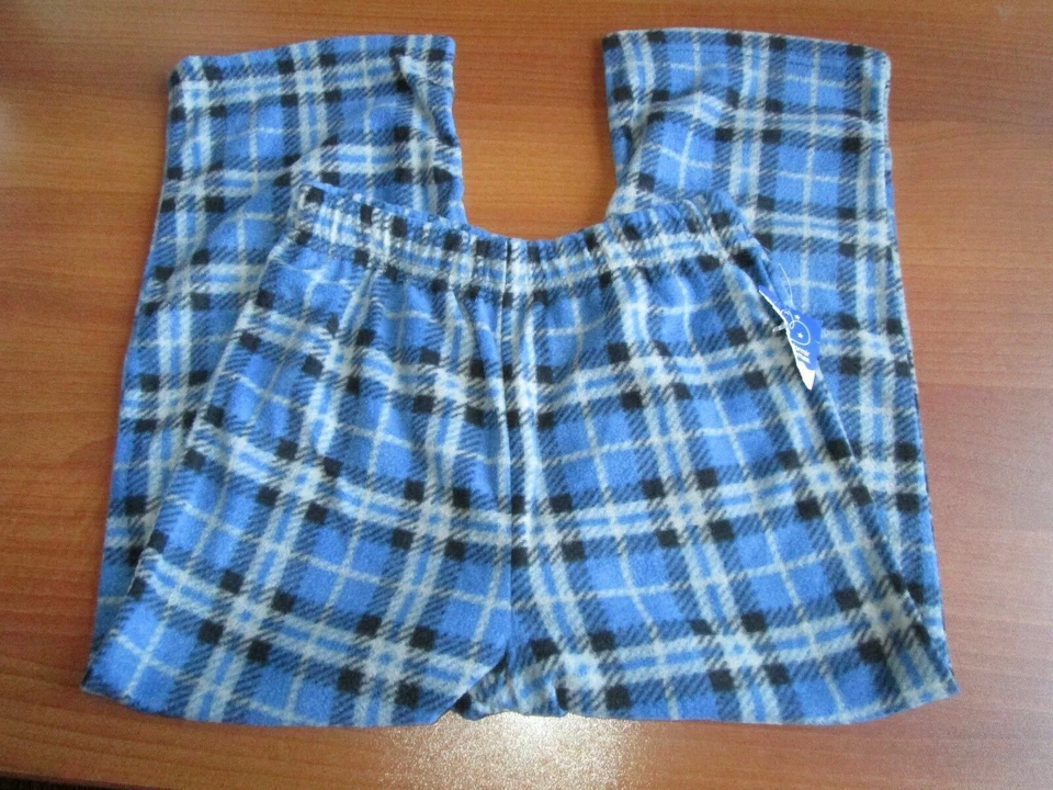 NWT Boy's Faded Glory Fleece Plaid Pajama Pants - Blue/Gray  Small  6/7 - Изображение 1 из 1