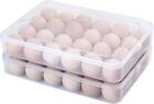 2 Pcs Egg Carton Reusable Covered Holders Refrigerator,Clear Tray Storage Box