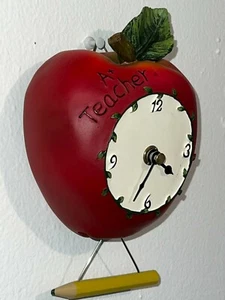 Fib Burton and Burton Red Apple A Plus Teacher Wall Clock 5.5x4.5 Ceramic Gift - Picture 1 of 11