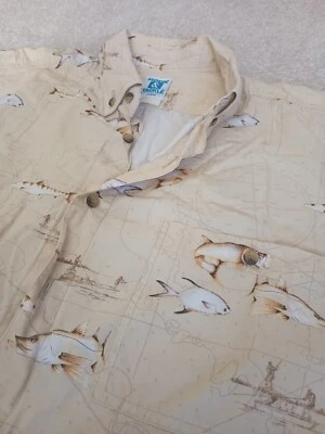 Hook & Tackle Outfitters Men's Button Down Shirt Size L Multi-species Fish - Image 1 of 4