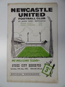 NEWCASTLE UNITED v STOKE CITY | 1962/1963 | RESERVES | 18 AUG 1962 | UK FREEPOST - Picture 1 of 5