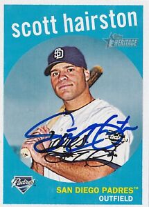 Scott Hairston Signed 2008 Topps Heritage Padres Baseball Card 602 A's Autograph