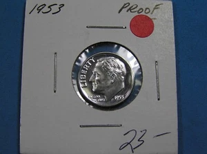 1953 P Roosevelt Dime Lustrous Proof, 90% Silver Coin, Combined Shipping - Picture 1 of 9