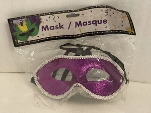NEU Lila Maskerade Maske mit Glitzer & Stickerei Karneval Halloween Kostüm - Bild 1 von 3