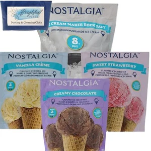 Nostalgie Eismischungen Schokolade Erdbeere Vanille Steinsalz 8 Pfund Maker Set - Bild 1 von 6