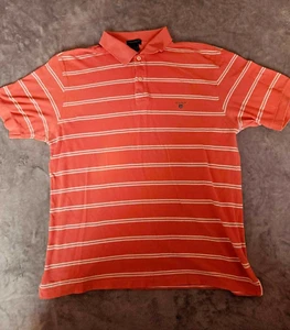 Gant Polo Shirt Mens Size Large Orange/White Striped Logo - Picture 1 of 4