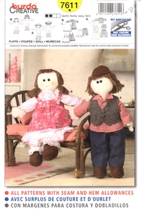 16 Inch Soft Boy and Girl Dolls and Clothes, Burda Pattern 7611 - Picture 1 of 2
