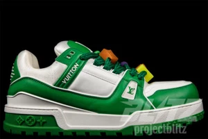LOUIS VUITTON LV TRAINER MAXI SNEAKER GREEN WHITE VIRGIL ABLOH - Picture 1 of 12