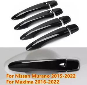 4X Black Exterior Side Door Handle Cover Trim For Nissan Murano Maxima 2016-2022 - Picture 1 of 3