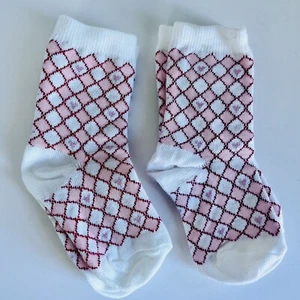 Girls Heart Socks Children's White Pink Girl 2 Pairs Small Child - Picture 1 of 5