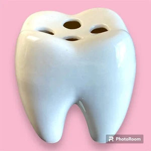 "Supporto spazzolino da denti ceramica bianco 4 fori 4""x3""x4,5" - Foto 1 di 9